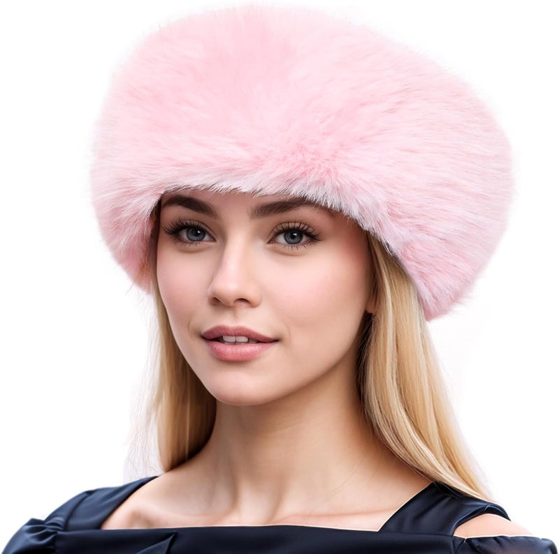Gvhntk Faux Fur Headband for Women with Elastic Fuzzy Fur Hat Winter Earwarmer Earmuff Furry Headwrap for Cold Weather Ski - Image 1